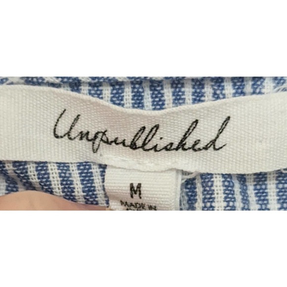 Unpublished Womens Striped Lace Overlay Tank Top Size M Blue White Floral - Picture 3 of 4